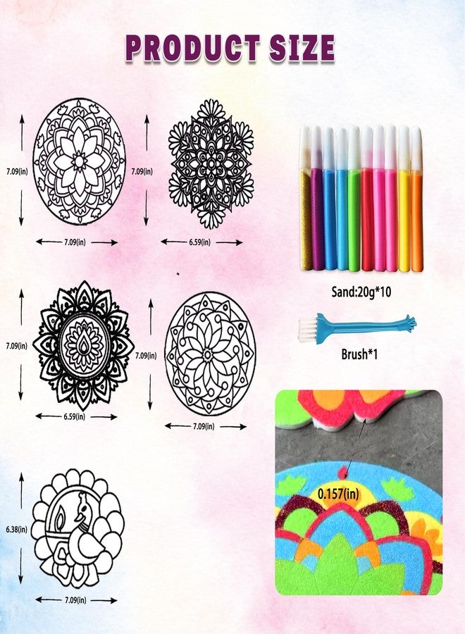 ام ال او ال ام مجموعة أدوات رسم رانجولي ماندالا بالرمل، 5 قطع، سهلة التركيب واللصق، مع رمل لامع، مثالية لتزيين المنزل في ديوالي، ولإضفاء لمسة هندية تقليدية على ديكورات المهرجانات. - Image 2